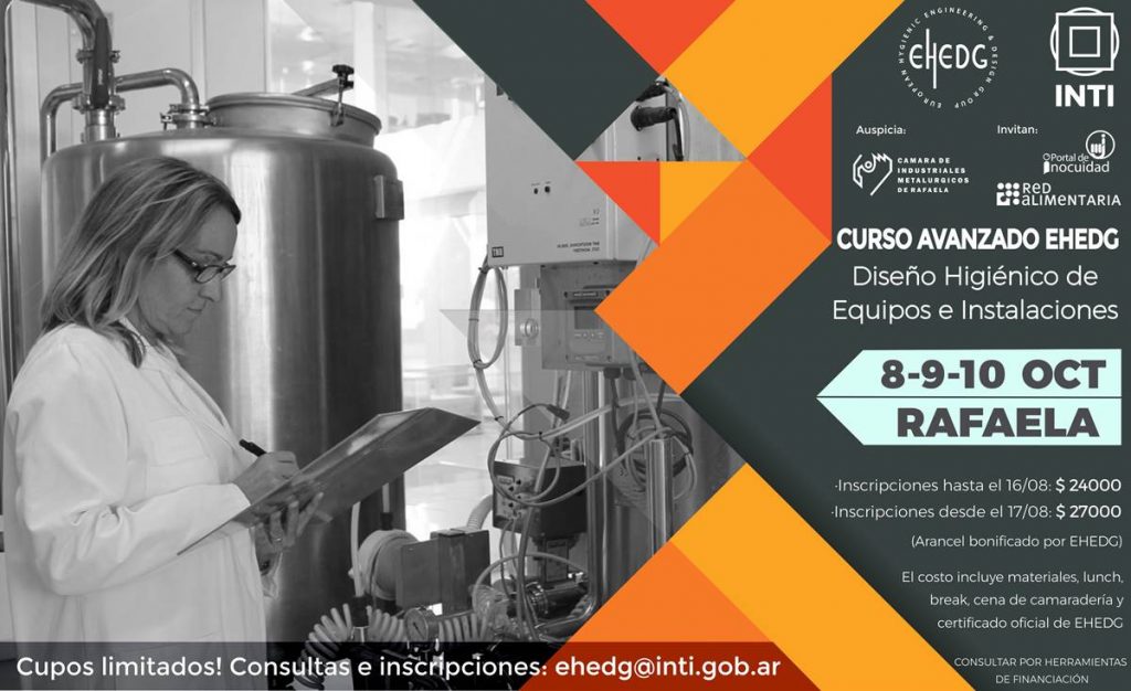 Curso Avanzado Diseño Higiénico de Equipos e Instalaciones (EHEDG)- 8, 9 y 10 de octubre.