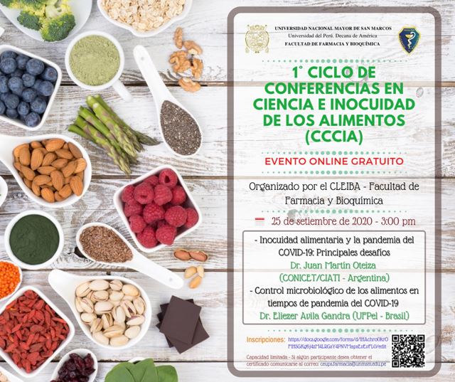 Evento online gratuito sobre ciencia e inocuidad alimentaria. Ponentes internacionales. 