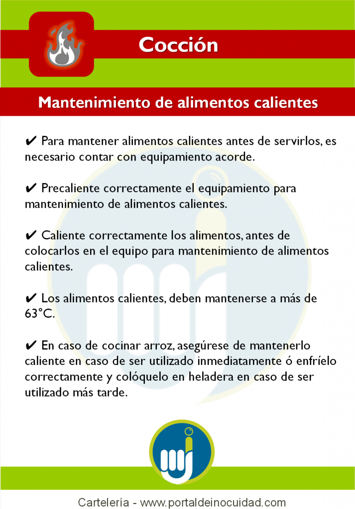 Cartelería. Mantenimiento de alimentos calientes.