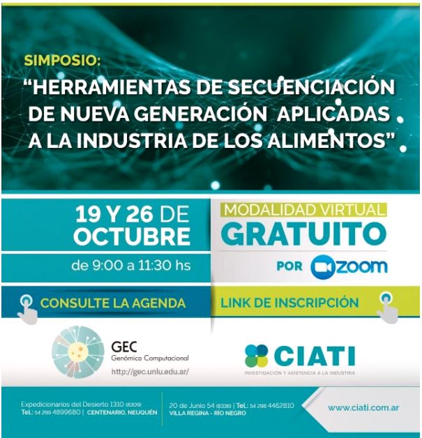 Simposio "Herramientas de Secuenciación de Nueva Generación Aplicadas a la Industria de los Alimentos". Virtual y gratuito.