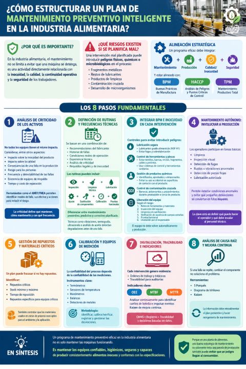 Cómo estructurar un plan de mantenimiento preventivo inteligente en la industria alimentaria.